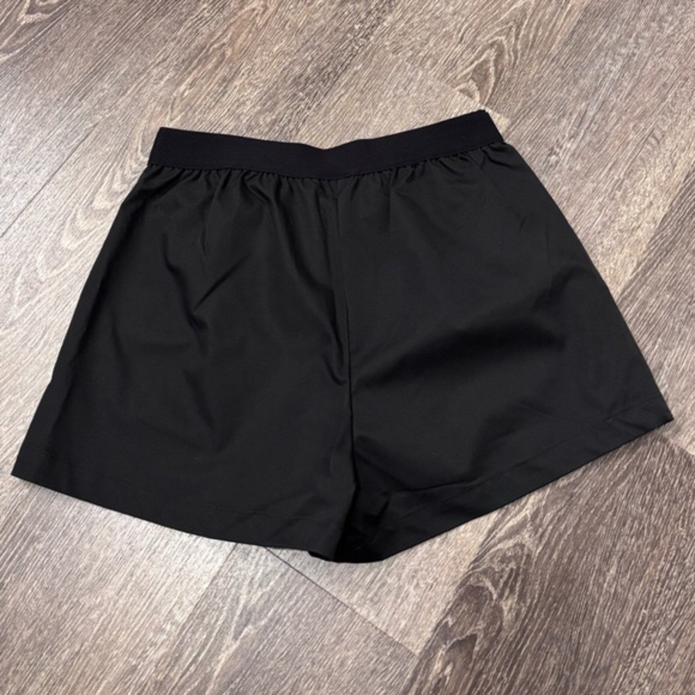 Wraparound mini skort black with pockets elastic band NWOT